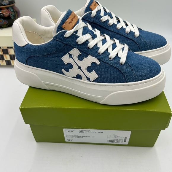 Women's Tory  Burch denim platform sneakers size 9.5 US - Picture 2 of 10